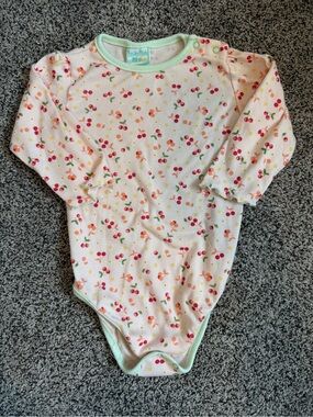 Vintage Baby OnesieBrooks Fitch Cherry Print Long Sleeve Bodysuit 24M